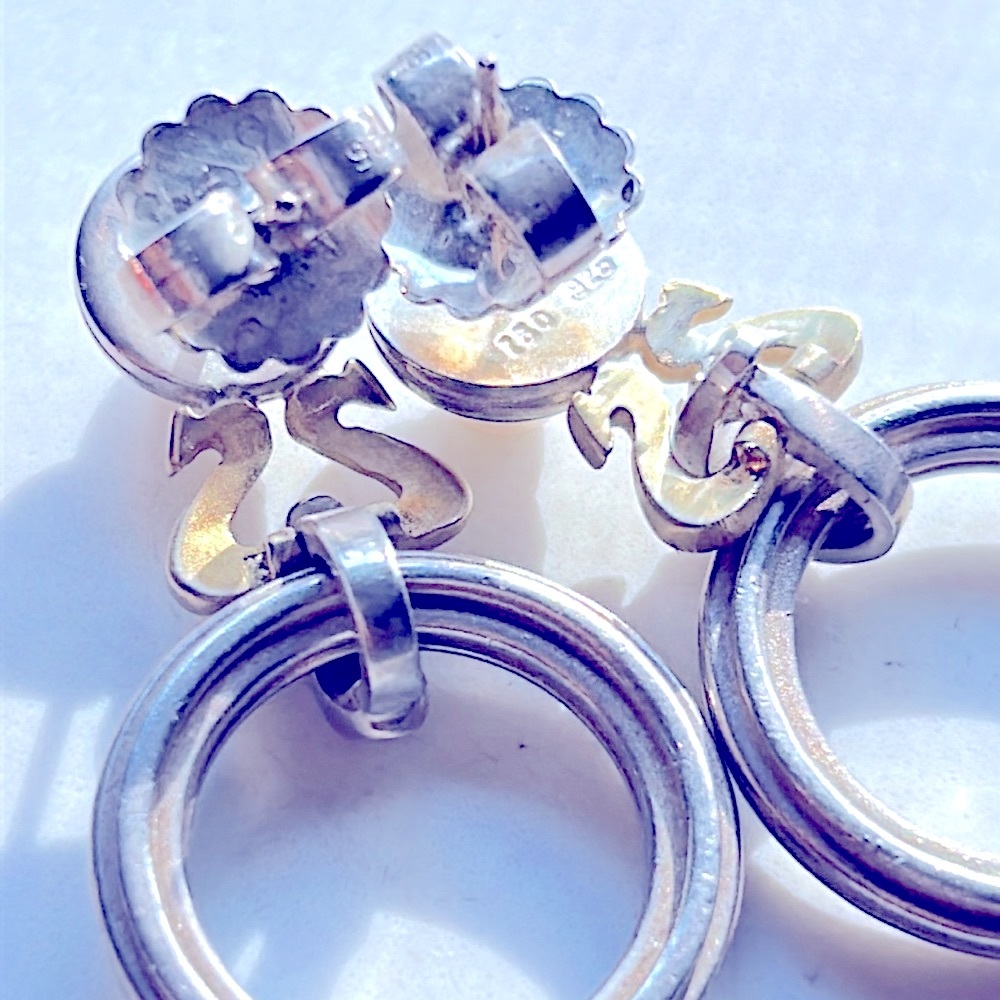 Slane & Slane extremely rare 18k gold and sterling silver diamond pearl earrings - Picture 6 of 8